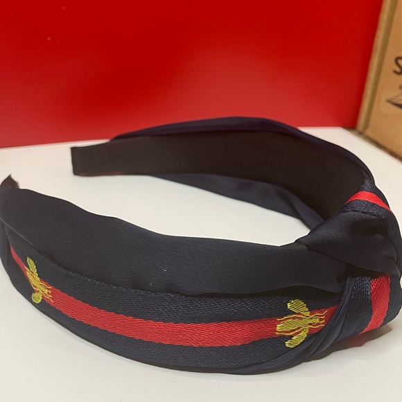 Navy Blue “Bee” Knotted Headband - Picture 2 of 4